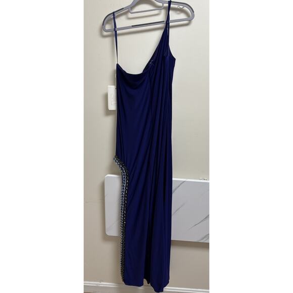 Mac Duggal 44030 One-Shoulder Gown Embellished Side Slit Women’s Size L NWT - Picture 4 of 8